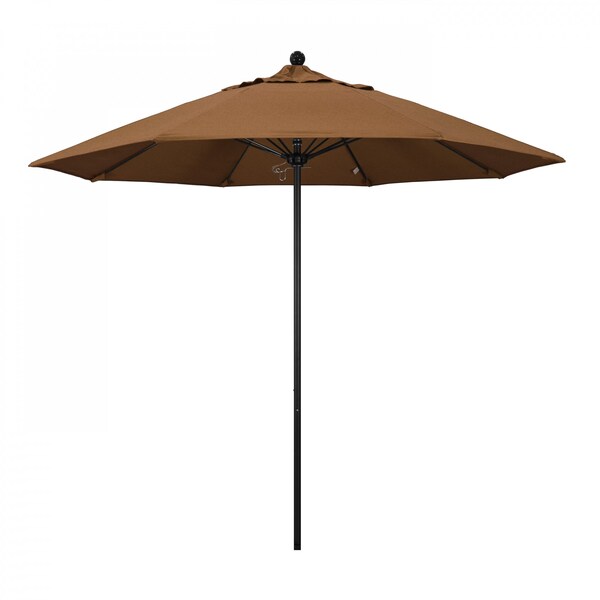 California Umbrella 9' Black Aluminum Market Patio Umbrella, Sunbrella Teak 194061335406 - main